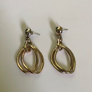 Gold-Toned Oval-Shaped Drop Earrings
